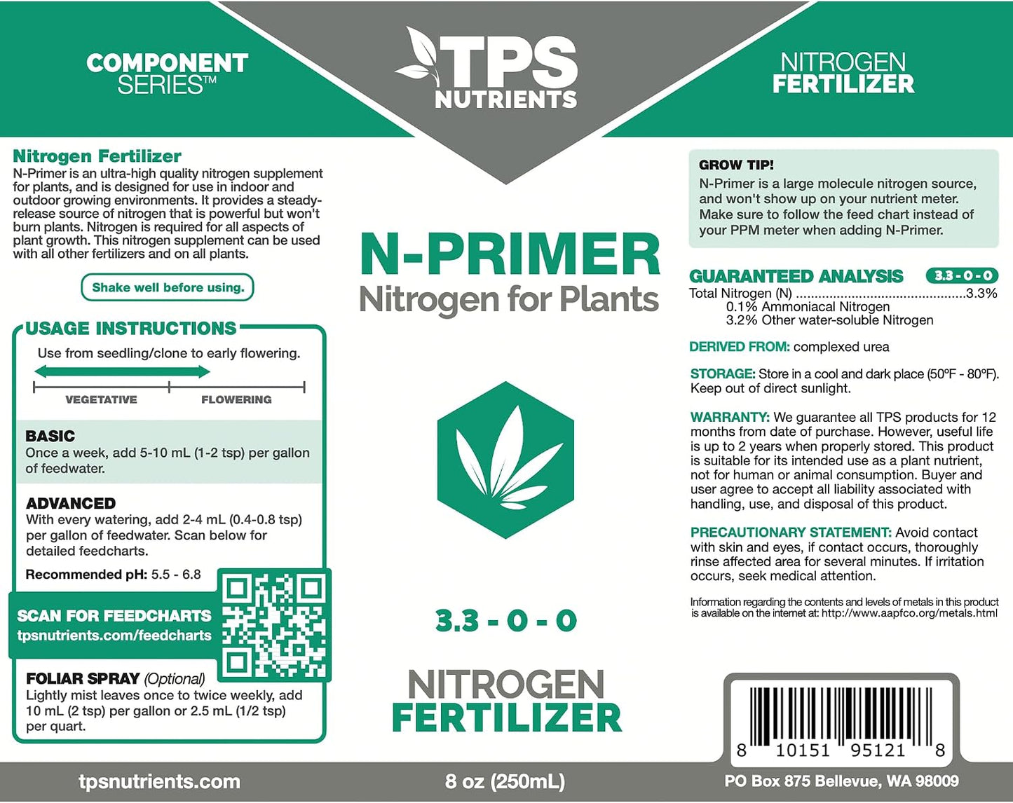Suplemento nitrógeno para rápido crecimiento vegetativo 8.5oz