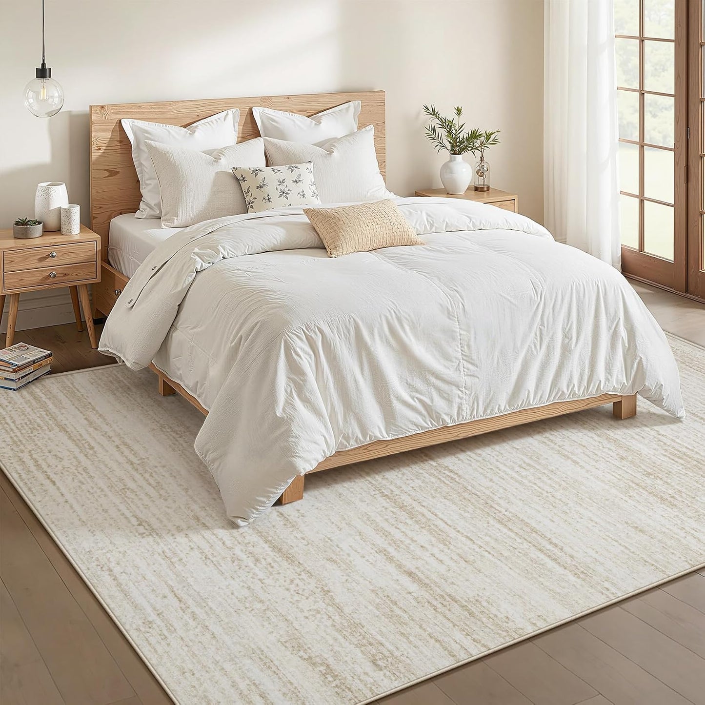 Alfombra 6x9ft moderna lavable antideslizante beige