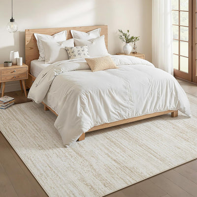 Alfombra 6x9ft moderna lavable antideslizante beige