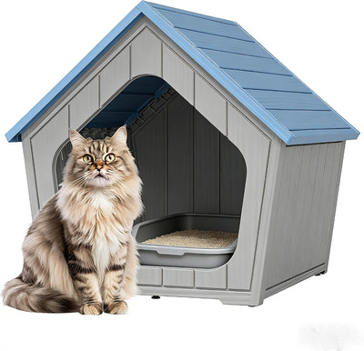 Caja arena gatos resina con agujeros color azul