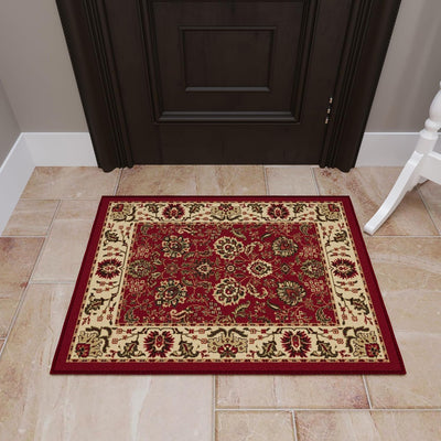 Alfombra entrada antideslizante 1'10.5x4' rojo oriental