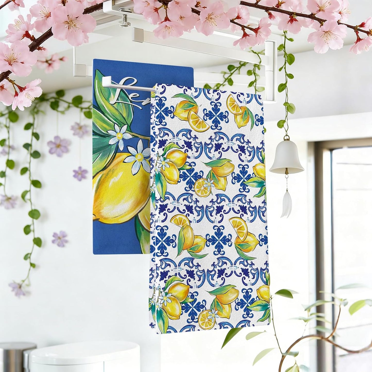 2 Pzas Paños Cocina Azulejos Italia Limón Azul Medit