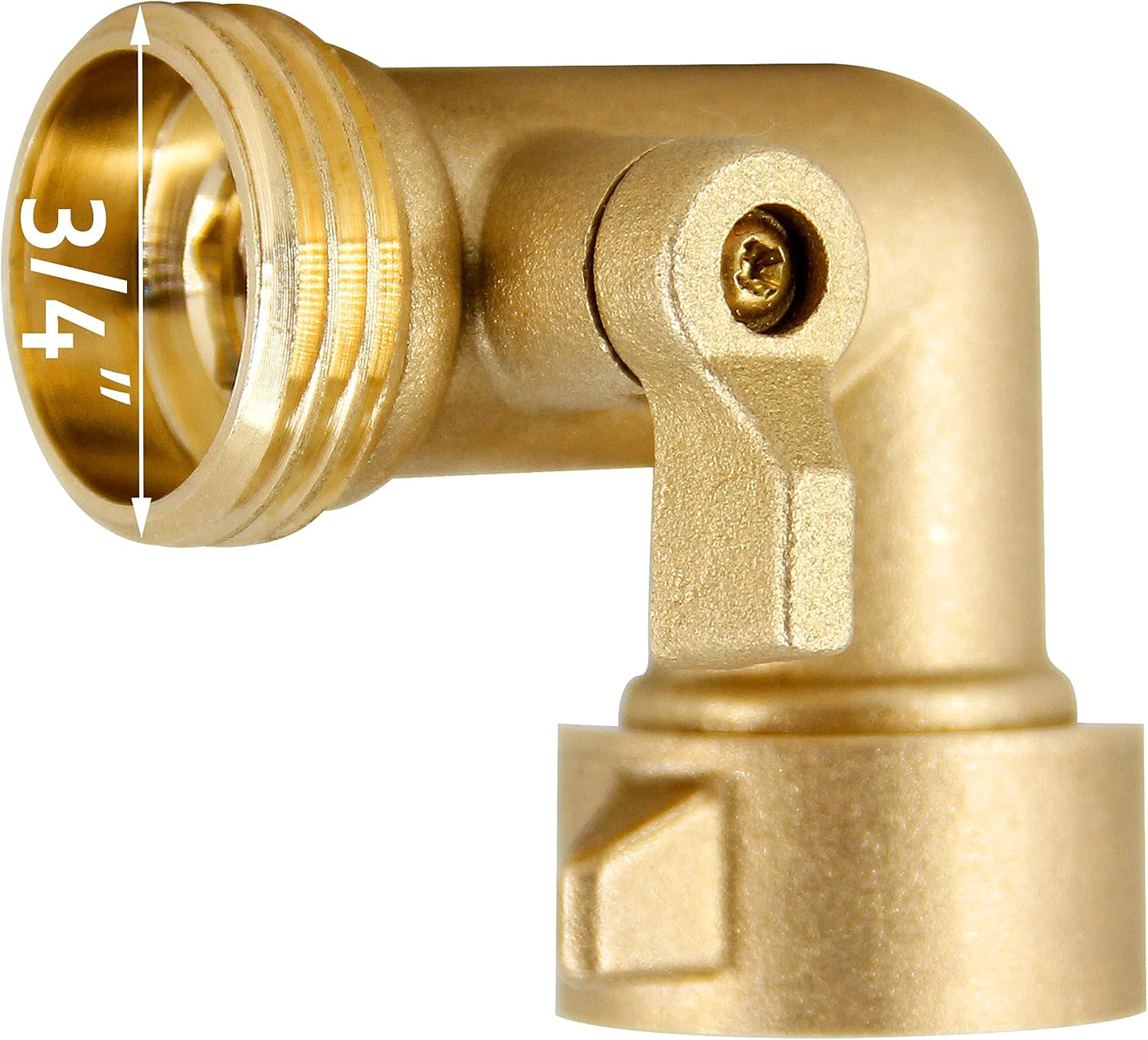 Conector codo manguera jardín latón 90° válvula cierre pack 4