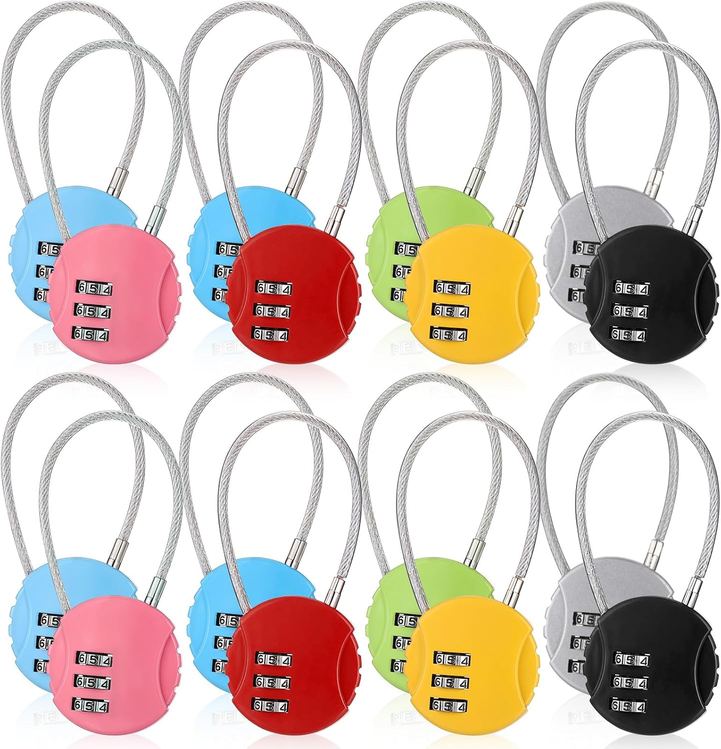Pack 16 Candados Cable Combinación 3 Dígitos Impermeables