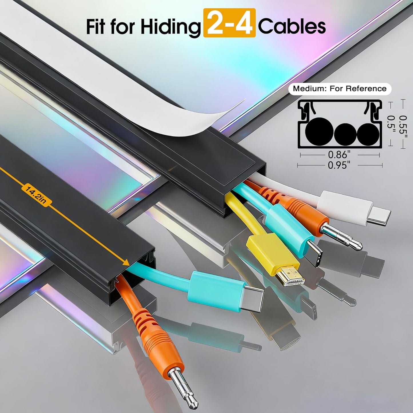Cubiertas cable pared 212.6pulg para 2-3 cables