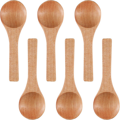 6 cucharas pequeñas de madera para tarros y degustación