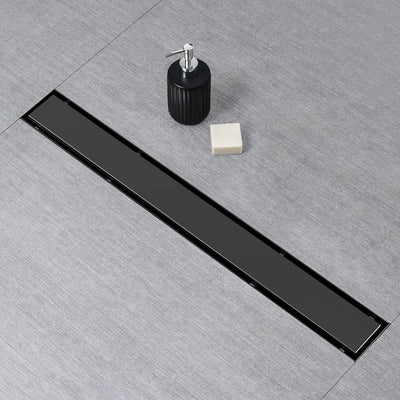 Desagüe lineal ducha negro 16pulg acero inox AISI 304 con colador