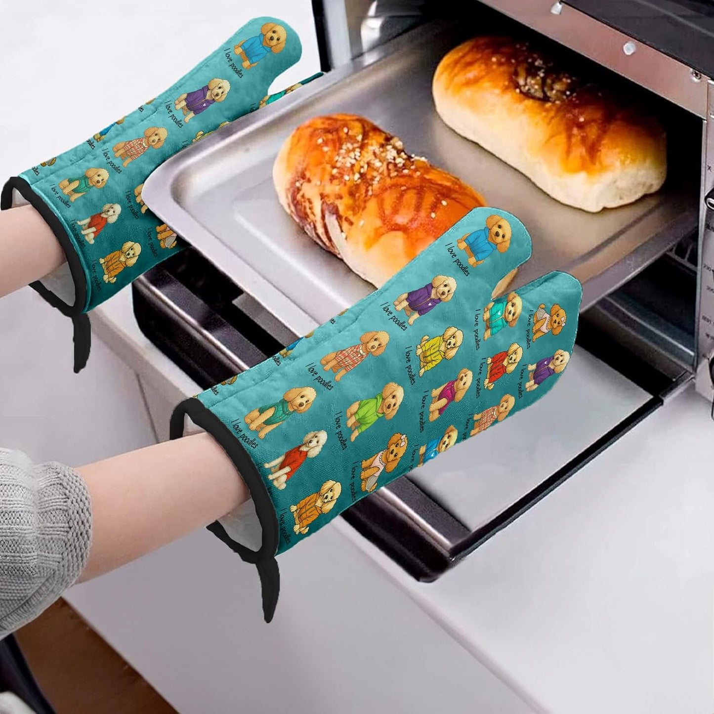 Guantes de horno caniche resistente al calor para cocinar