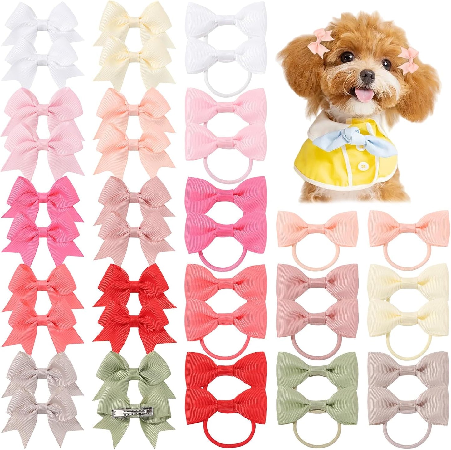 40 Lazos pelo cachorro 2pulg con clips y goma