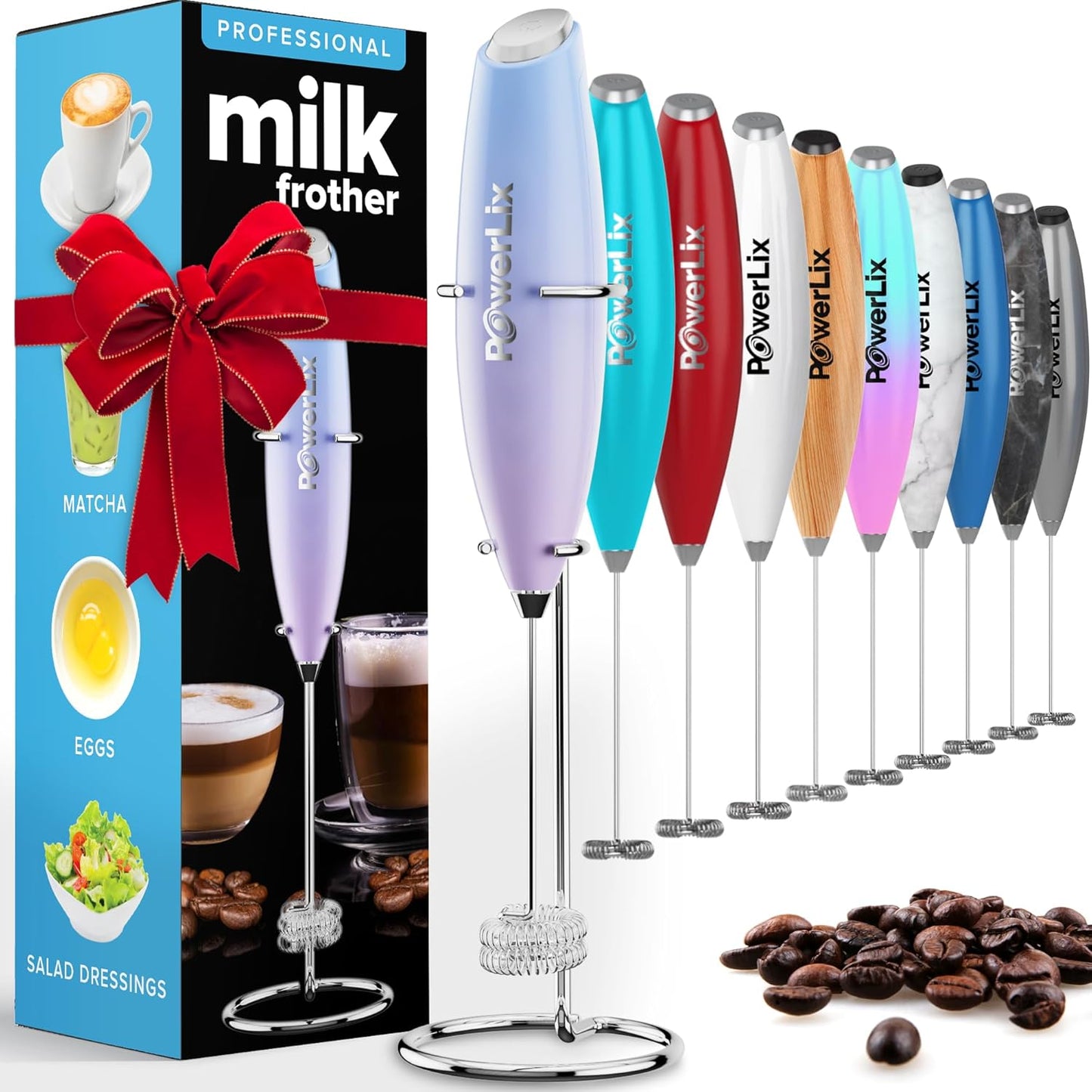 Espumador leche inalámbrico con base para café