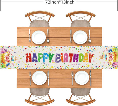 Camino Mesa Cumpleaños Pastel Regalos Confeti 72x13pulg Blanco