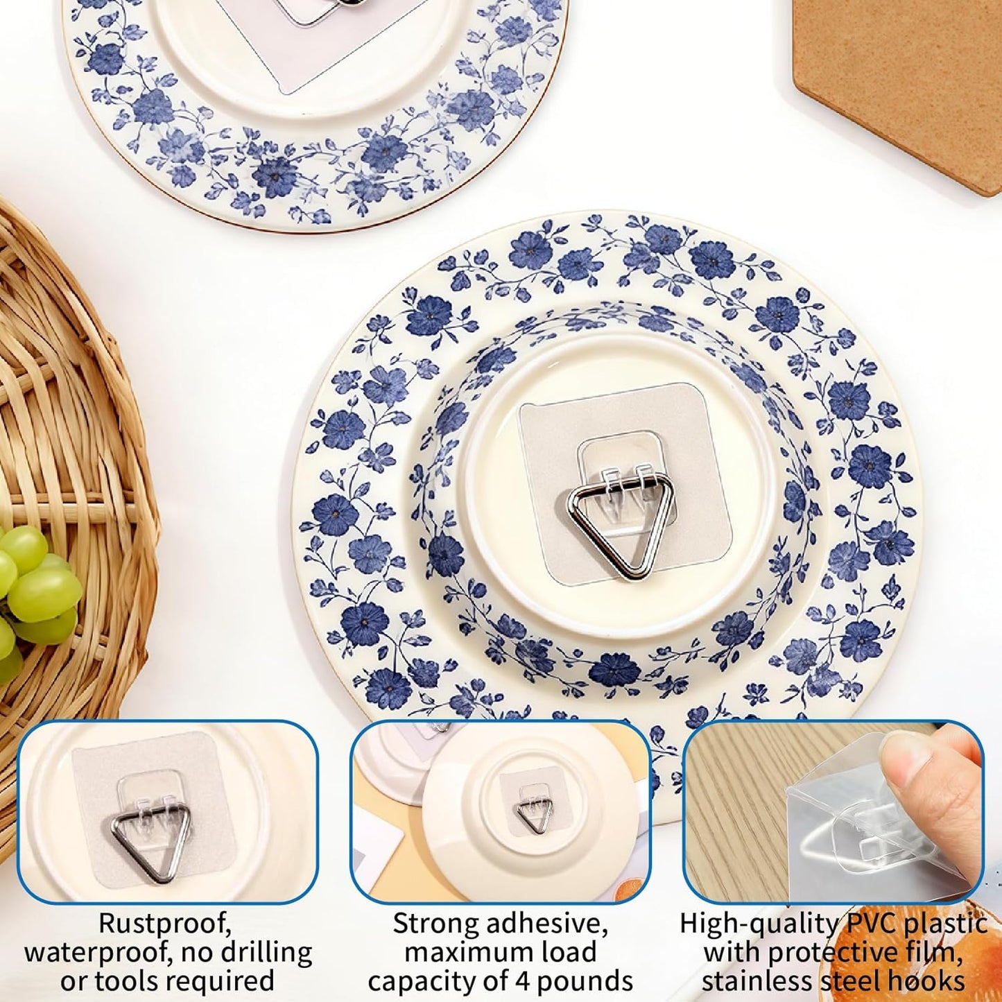 Ganchos adhesivos para pared, kit invisible para colgar cuadros pequeños