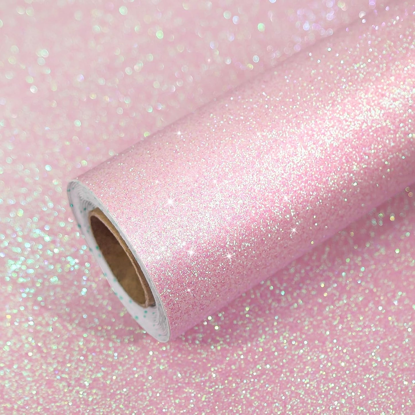 Papel tapiz purpurina iridiscente rosa autoadhesivo 15.7x118pulg