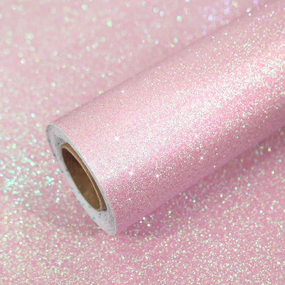 Papel tapiz purpurina iridiscente rosa autoadhesivo 15.7x118pulg