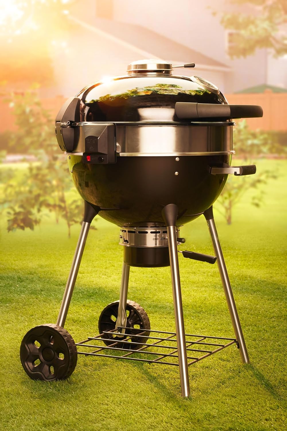 Parrilla carbón negro tapa cuenco esmaltado rejilla cromada