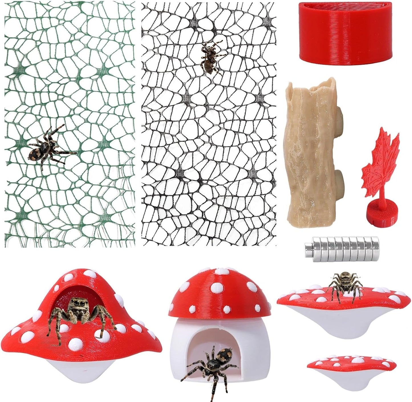 Juego 9 accesorios araña magnéticas rojas para mascotas