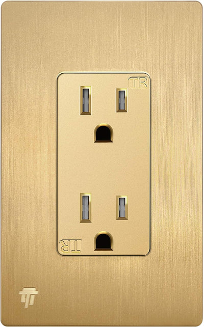 Receptáculo salida niños 15A 125V UL placa incluida oro