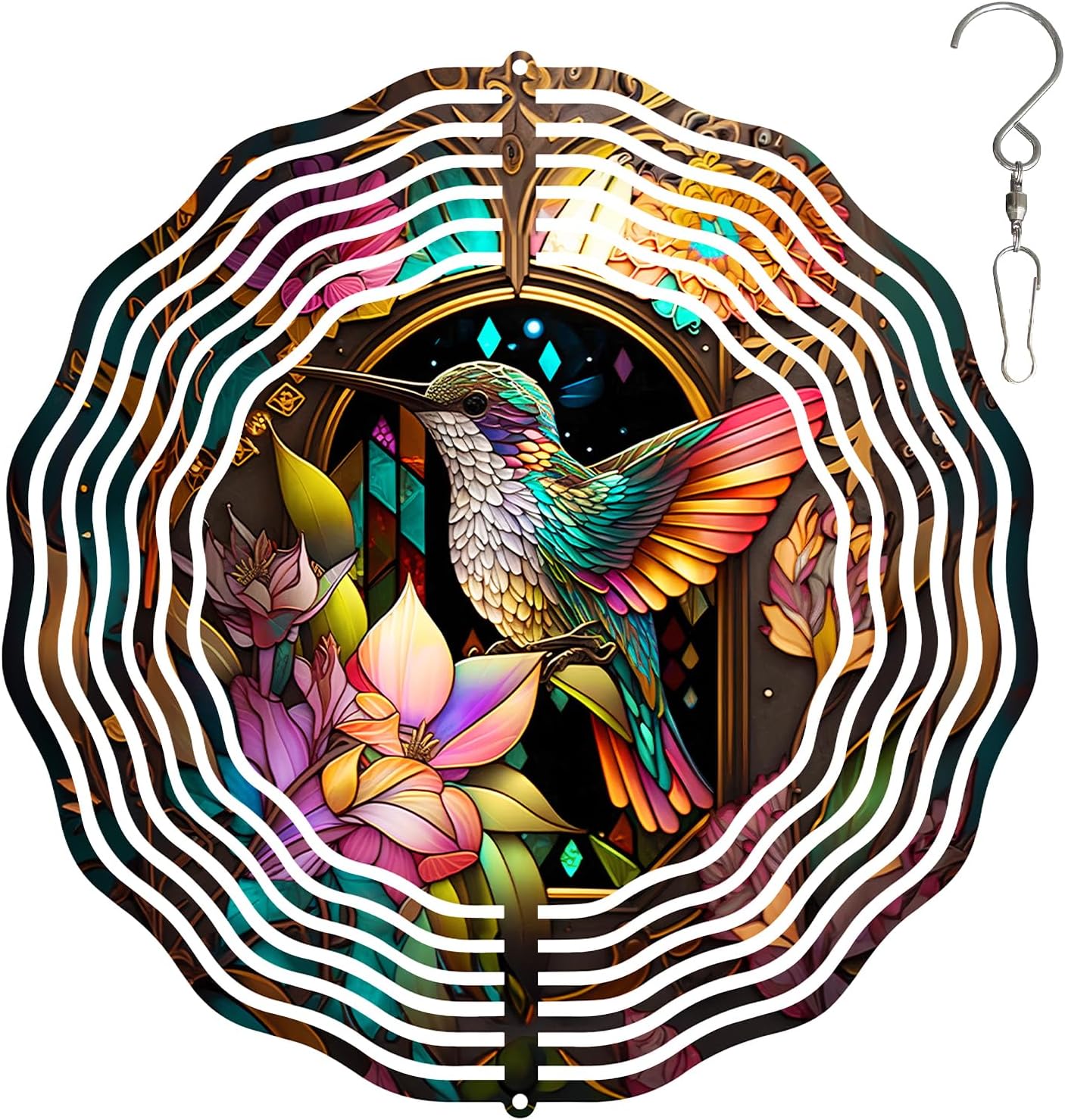 Molinillo viento colibrí 3D acero 10pulg exterior decoración jardín