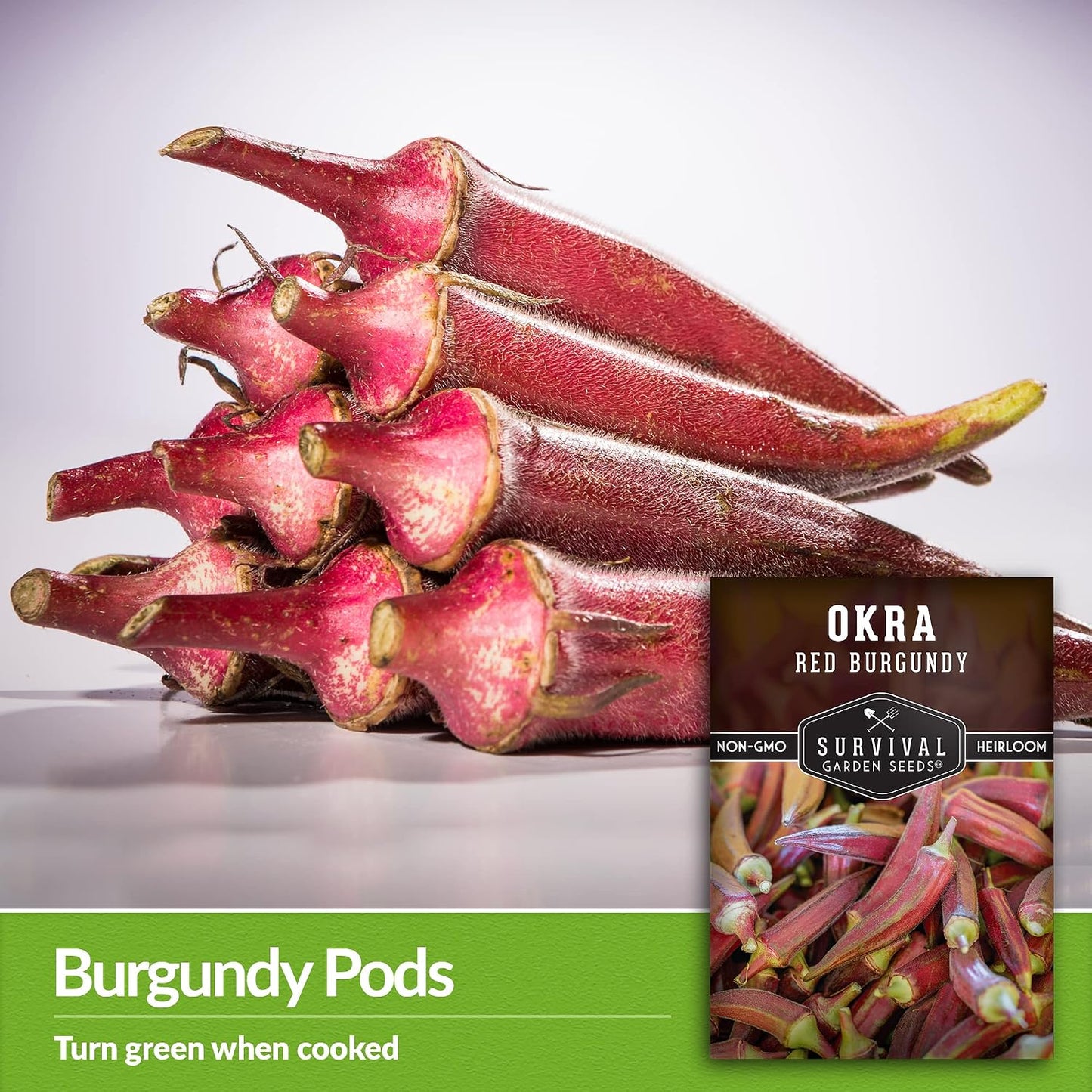 Semilla Okra rojo burdeos para plantar con instrucciones