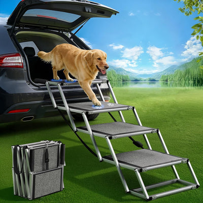 Escalera para perros grande plegable 4 pasos aluminio 250lbs