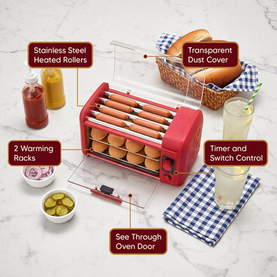 Rodillo horno tostador perros calientes 8 acero inox