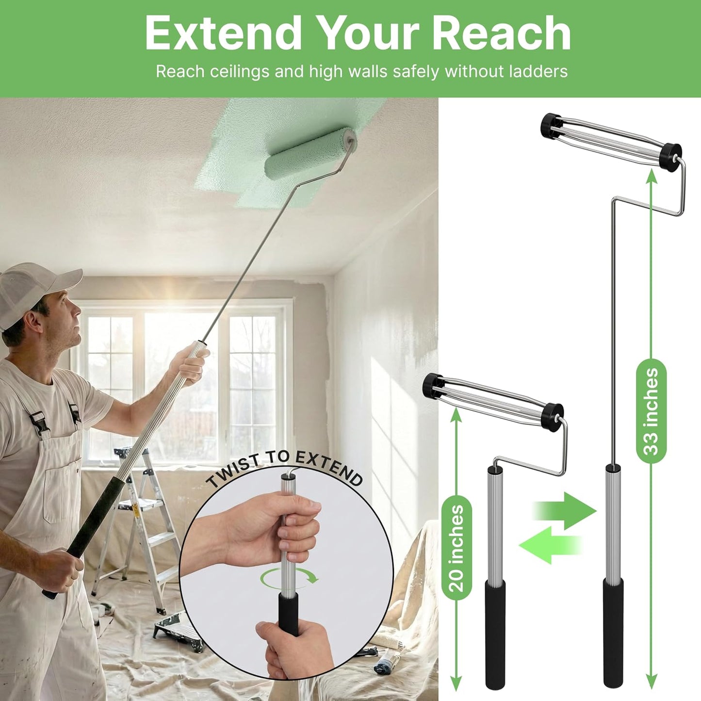 Marco rodillo pintura extensible 20.5-33pulg ajustable