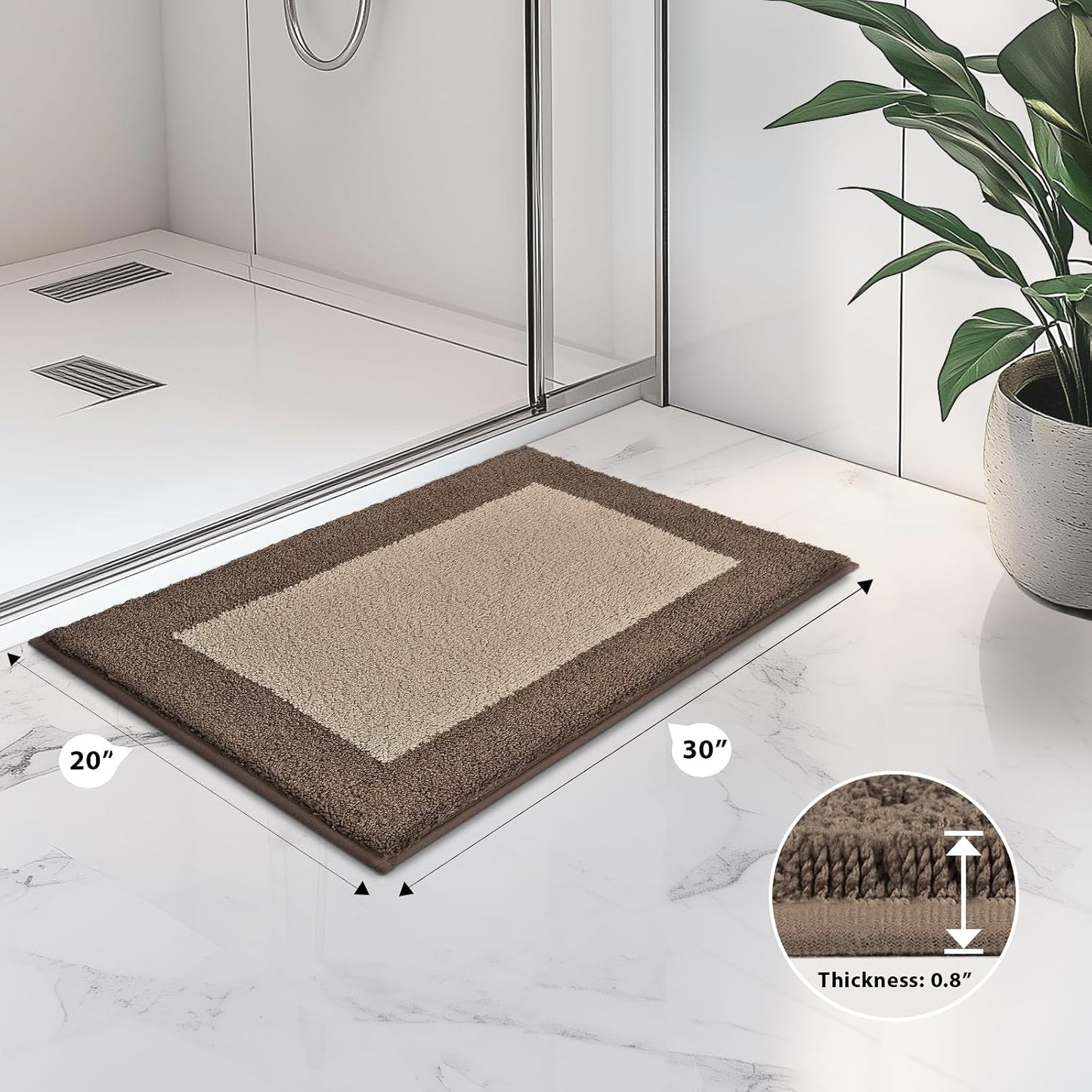 Alfombras baño 20x30pulg antideslizantes gris pardo