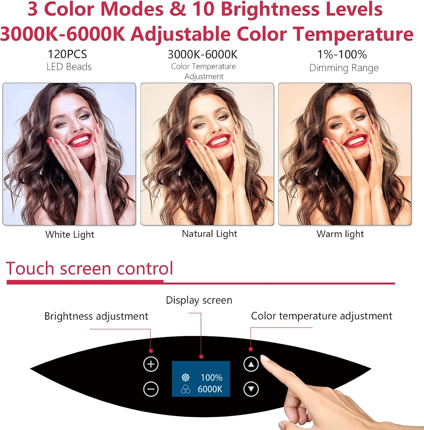 Anillo luz LED 19pulg soporte trípode para selfie estudio
