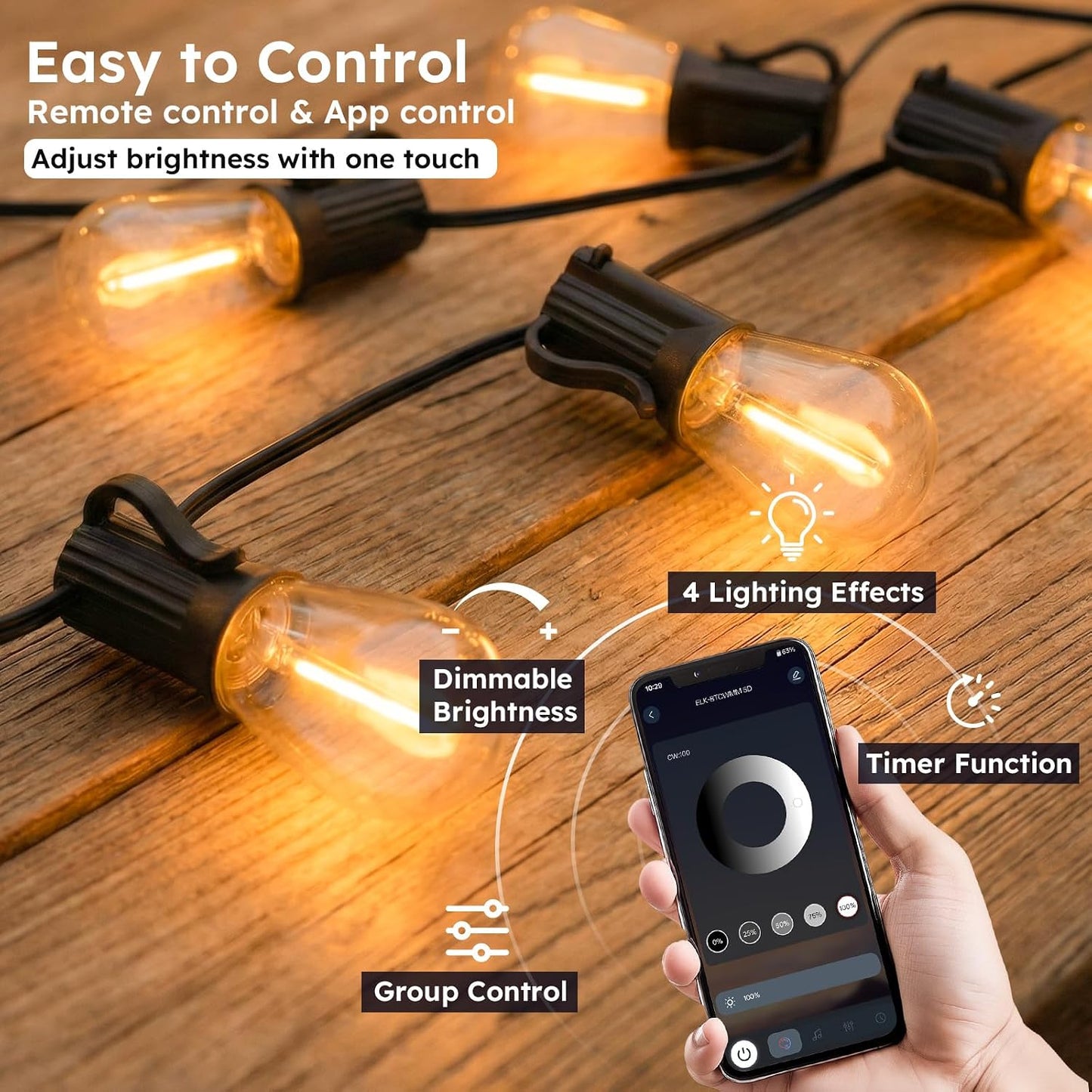 Tira luces LED S11 200ft exteriores control remoto 4 modos