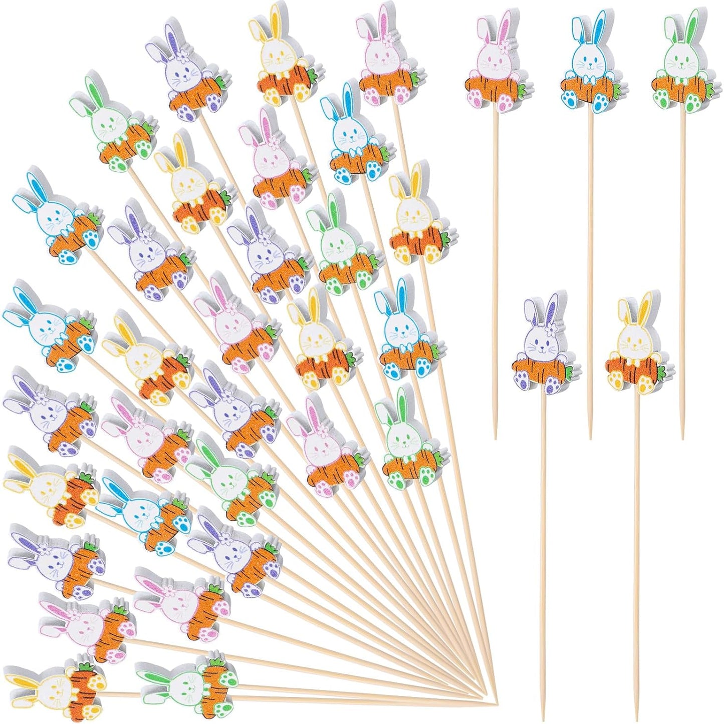 200 Palillos Conejo Pascua 4.7pulg Decorativos
