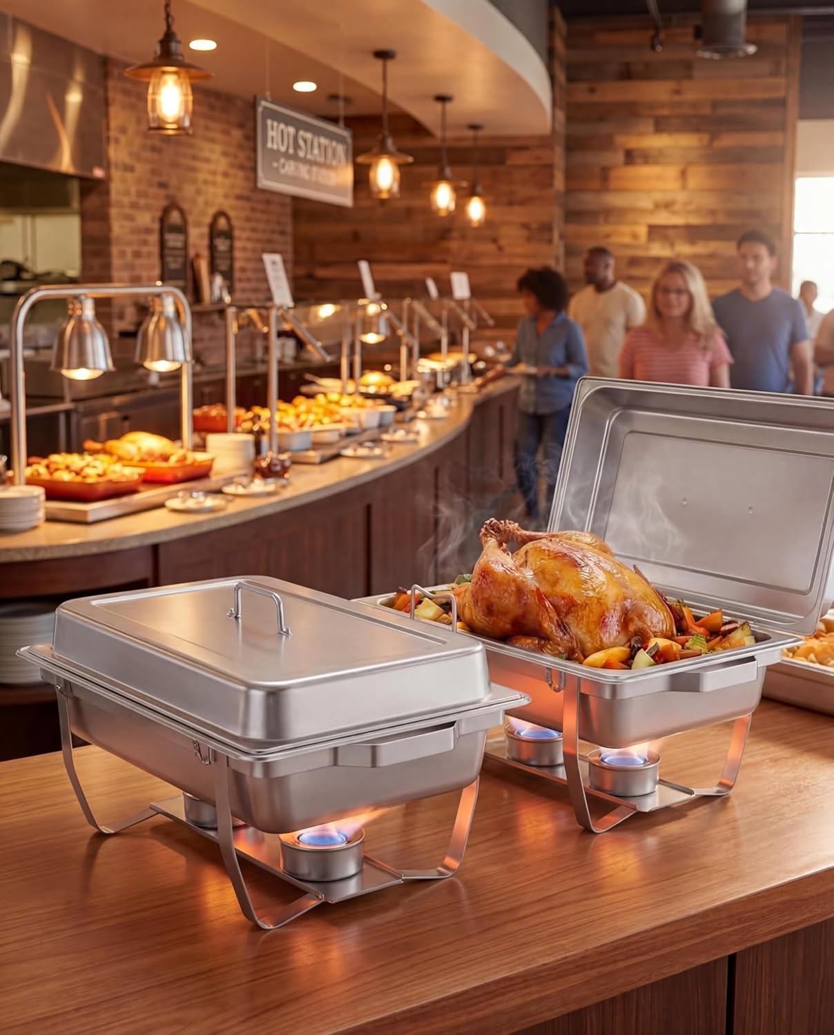 Platos buffet acero inox 9.5qt con bandeja 1/2