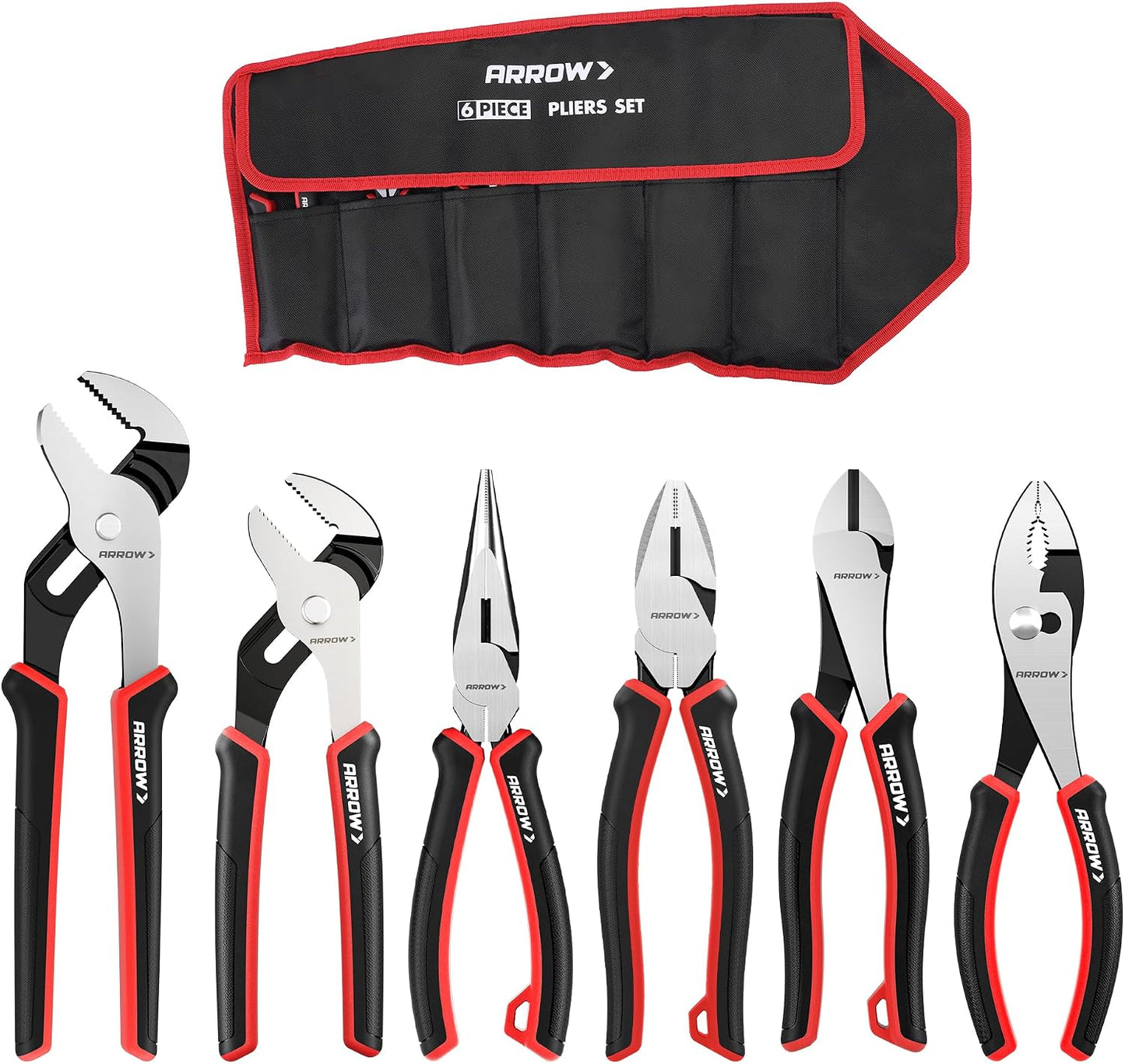 Set 6 alicates 8pulg corte diagonal junta ranura acero carbono