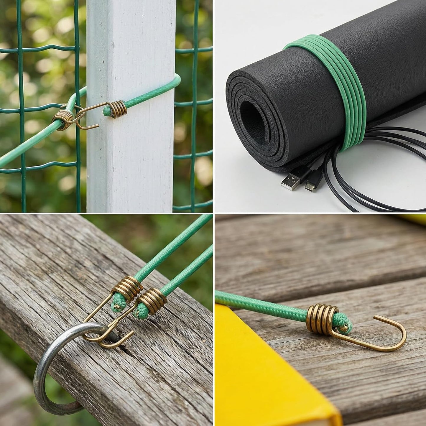 100 Correas elásticas 10pulg con ganchos verde
