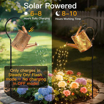 Regadera solar con luces cascada para jardín y patio colibrí