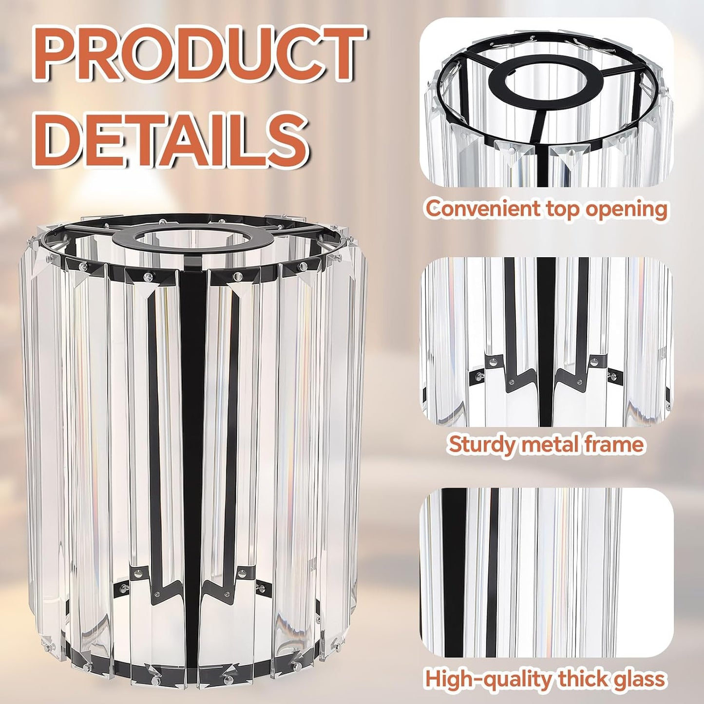 Set 2 Pantallas Cristal Modernas E26 Base 1.65x4.3x4.7pulg