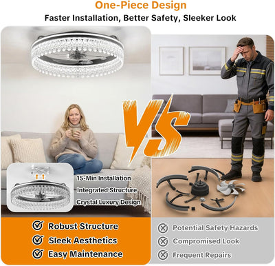 Ventilador techo LED 20pulg 6 velocidades motor CC dormitorio