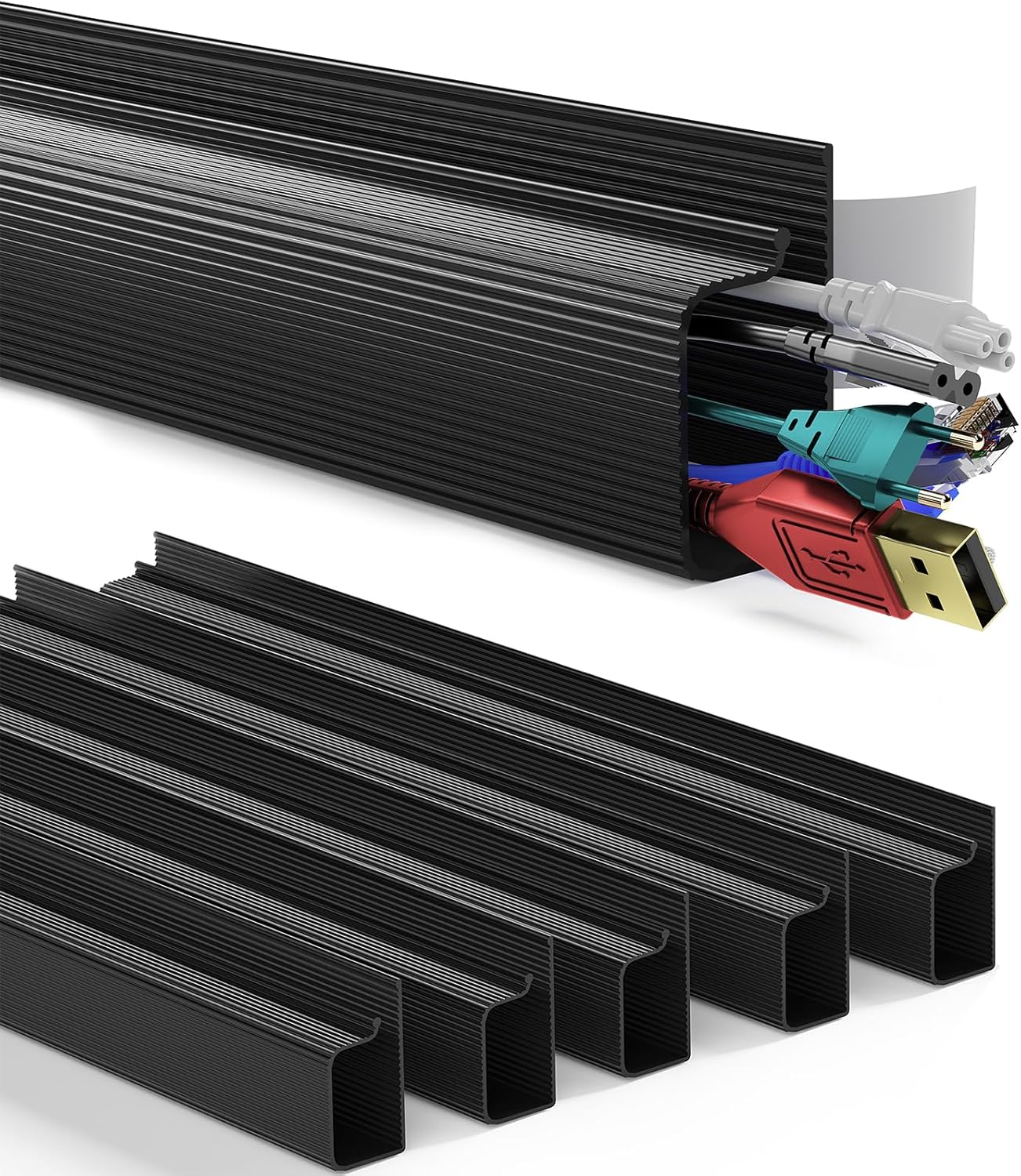 Organiz. cables negro 6 pzas para oficina y hogar