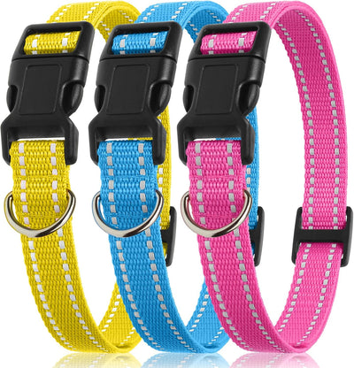Correa collar E con tira reflectante 3 bandas ajustables perros
