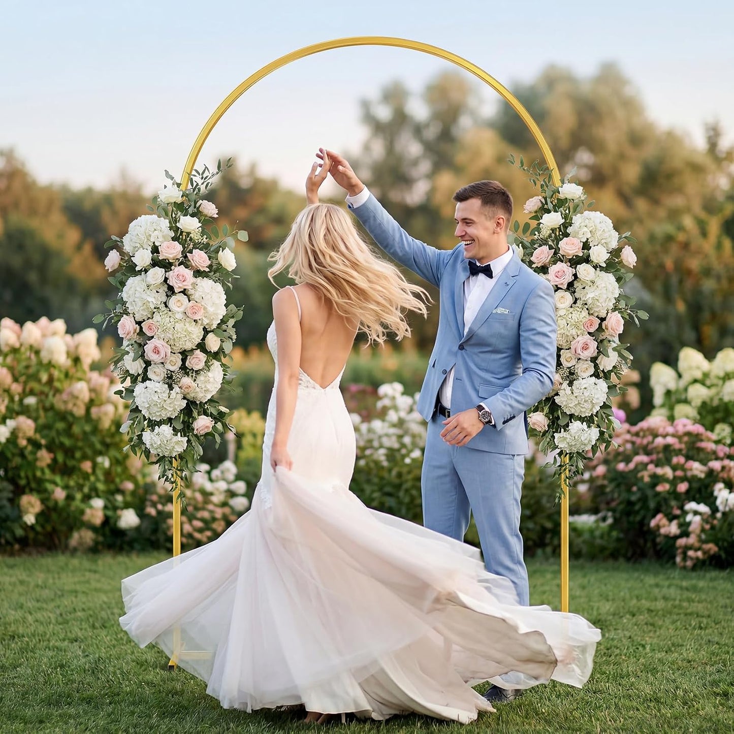 Soporte arco boda 7.2ft metal resistente dorado