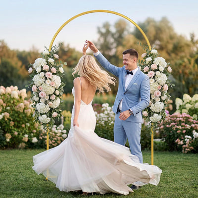 Soporte arco boda 7.2ft metal resistente dorado