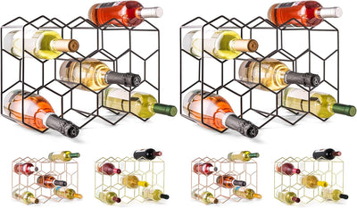Estante de vino para encimera de metal negro 14 botellas moderno