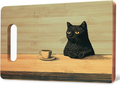 Tabla de cortar vintage de gato negro para cocina y barra de café
