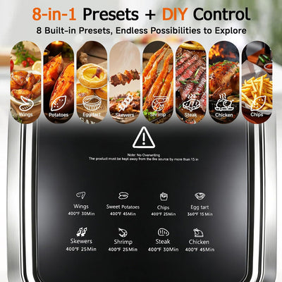Freidora aire vidrio 6qt ajustable con proteccion