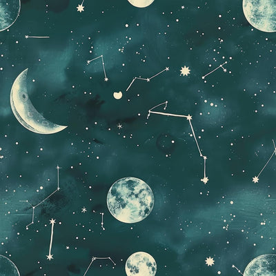 Papel tapiz celestial verde azulado bohemio vintage