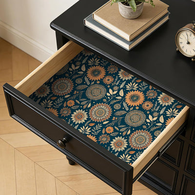 Papel tapiz autoadhesivo bohemio floral terracota azul