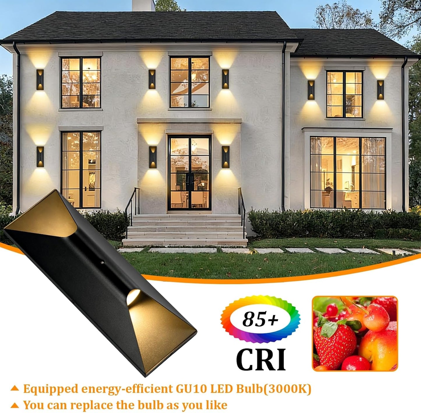 Lámpara pared exterior 15pulg LED 3000K moderna negra