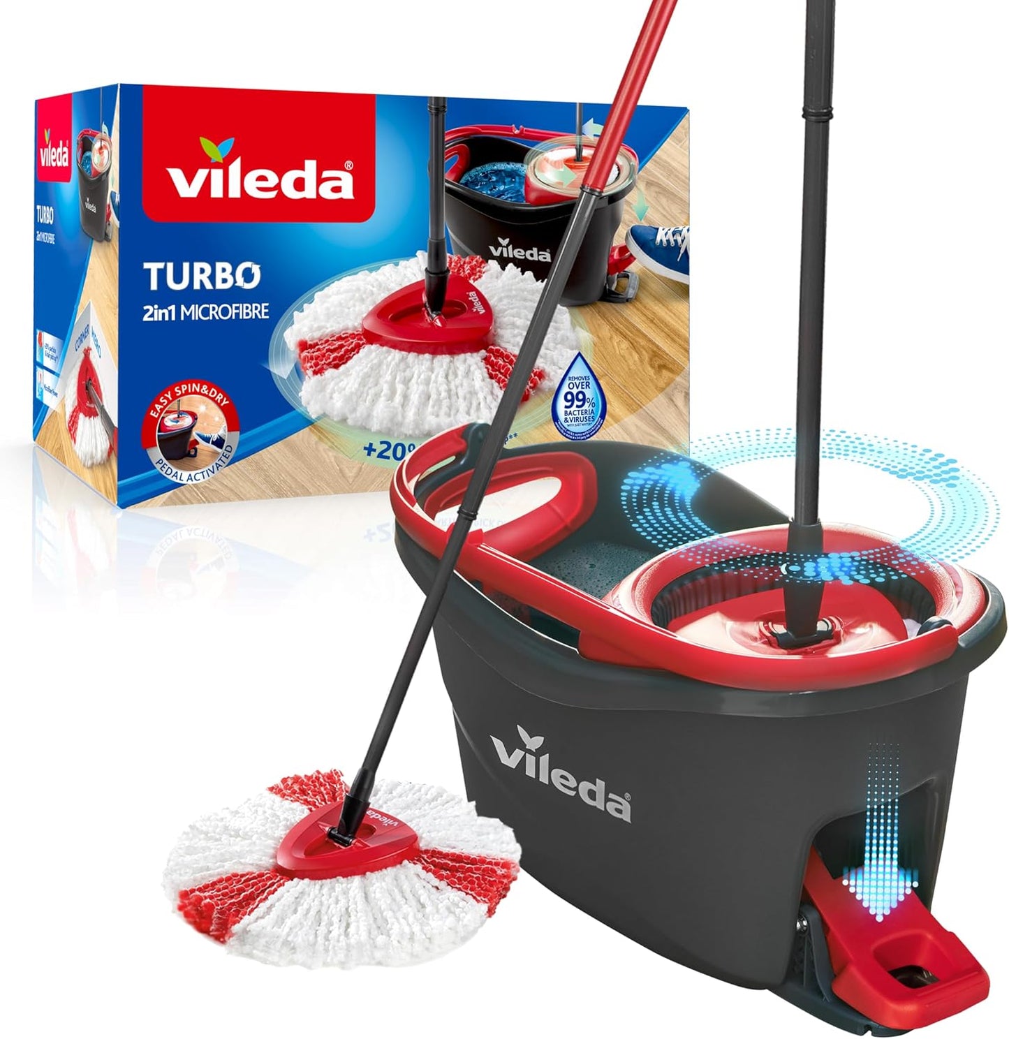 Juego trapeador cubo microfibra Turbo