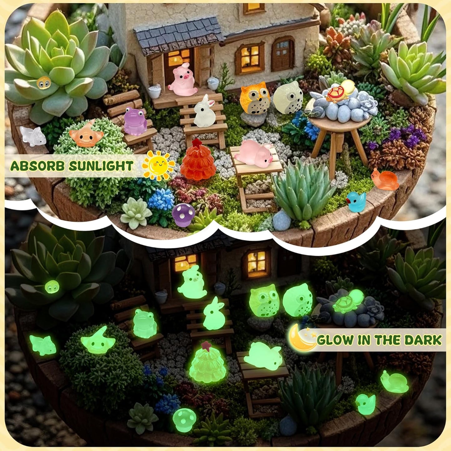 100 Mini Animales Luminosos Resina para Jardín y Casa