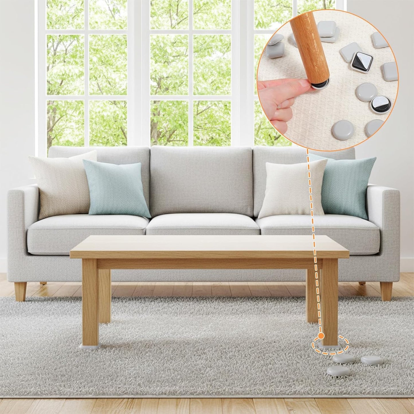 16 Deslizadores Autoadhesivos para Muebles 1pulg