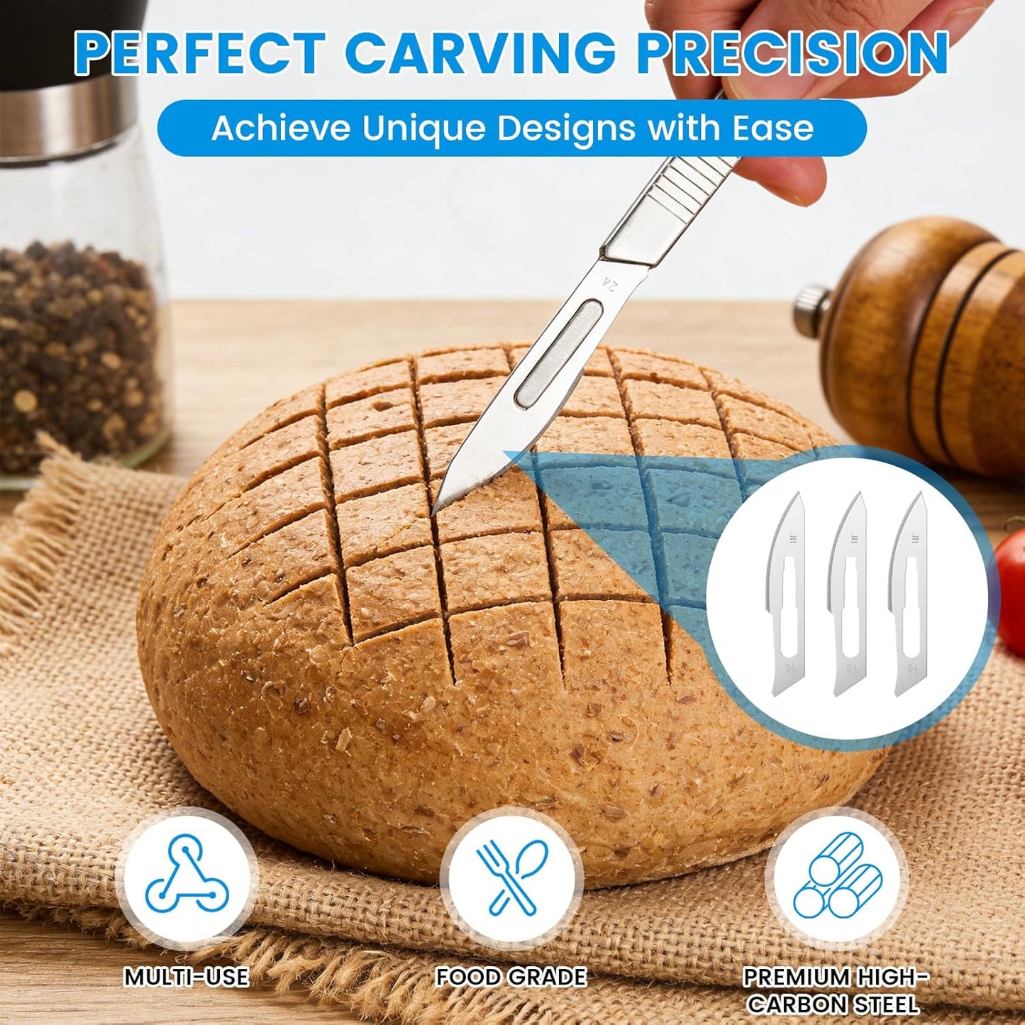 Herramienta de puntuación de masa cojo de pan con cuchillo profesional de acero inoxidable